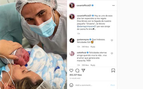 Cavani chào đón đứa con thứ tư