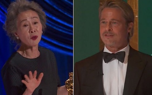 Sao Hàn 73 tuổi hài hước đáp trả khi bị hỏi 'Mùi của Brad Pitt thế nào' tại Giải Oscar 2021