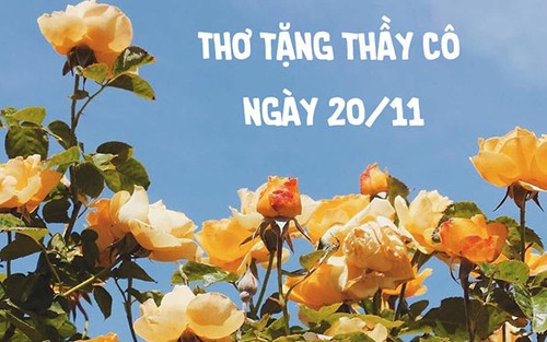 Em nghe thầy đọc bao ngày. Tiếng thơ đỏ nắng xanh cây quê nhà