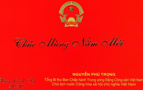 Thiếp chúc mừng năm mới 2020 của Tổng Bí thư, Chủ tịch nước Nguyễn Phú Trọng