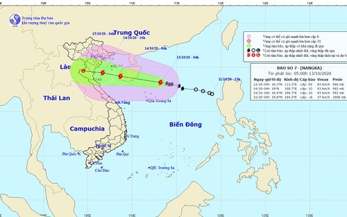 Bão số 7 giật cấp 11 di chuyển theo hướng Tây Tây Bắc đang mạnh thêm