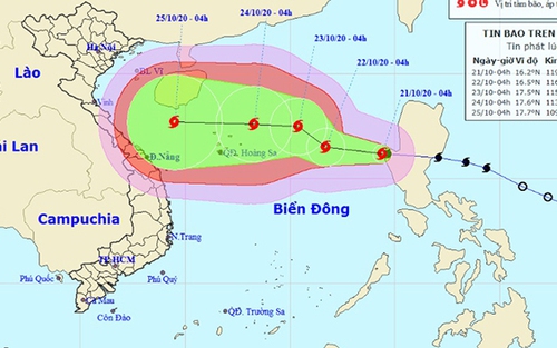 Bão số 8 sẽ mạnh giật cấp 14 đang tiến vào đất liền các tỉnh miền Trung