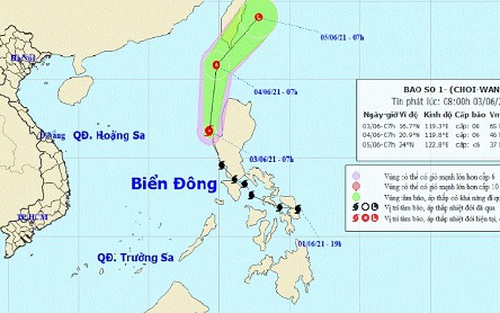 Bão Choi-Wan vào Biển Đông trở thành cơn bão số 1 năm 2021