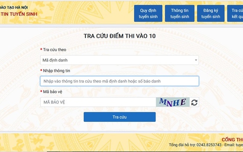 Tra cứu điểm thi vào lớp 10 năm 2022 Hà Nội