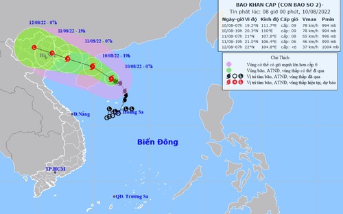 Cập nhật: Bão số 2 di chuyển xuống Vịnh Bắc Bộ có xu hướng suy yếu về cường độ