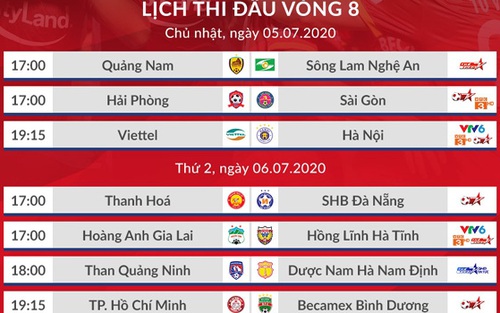 Lịch thi đấu V-League 2020 vòng 8: TPHCM vs Bình Dương