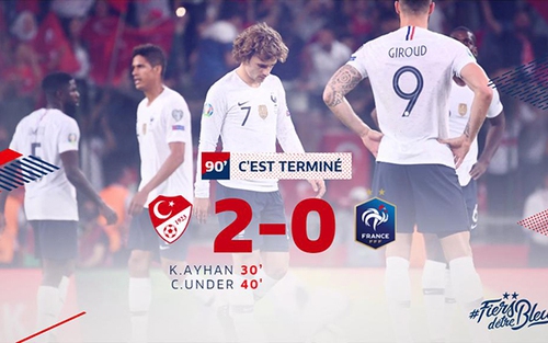 Thổ Nhĩ Kỳ 2-0 Pháp: Thất bại gây sốc của nhà ĐKVĐ thế giới