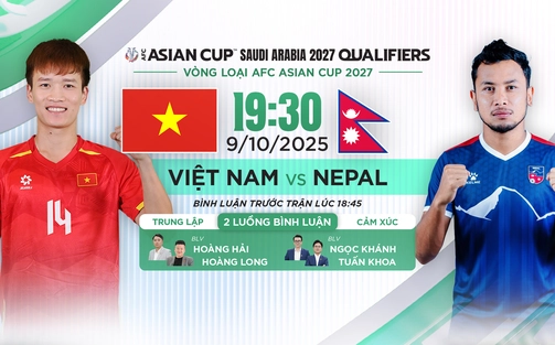 Lịch thi đấu bóng đá hôm nay 9/10: Trực tiếp Việt Nam vs Nepal, Lào vs Malaysia