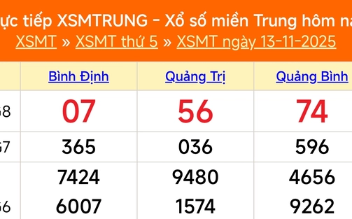 XSMT 13/11 - Kết quả xổ số miền Trung hôm nay 13/11/2025 - Kết quả XSMT thứ Năm ngày 13 tháng 11