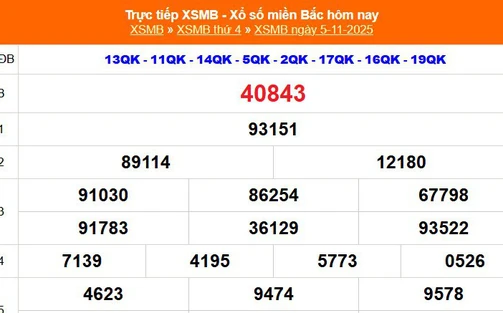 XSMB 5/11 - Kết quả Xổ số miền Bắc hôm nay 5/11/2025 - Kết quả XSMB thứ Tư ngày 5 tháng 11