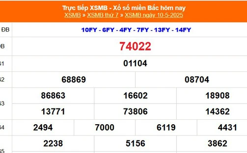 XSMB 10/5 - Kết quả Xổ số miền Bắc hôm nay 10/5/2025 - Kết quả XSMB thứ Bẩy ngày 10 tháng 5