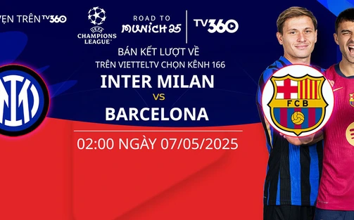 Lịch thi đấu bóng đá hôm nay 6/5: Trực tiếp Inter Milan đấu với Barcelona lúc mấy giờ?