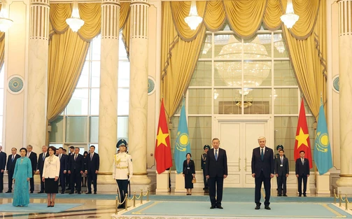 Hình ảnh Lễ đón Tổng Bí thư Tô Lâm và Phu nhân thăm cấp Nhà nước Cộng hòa Kazakhstan