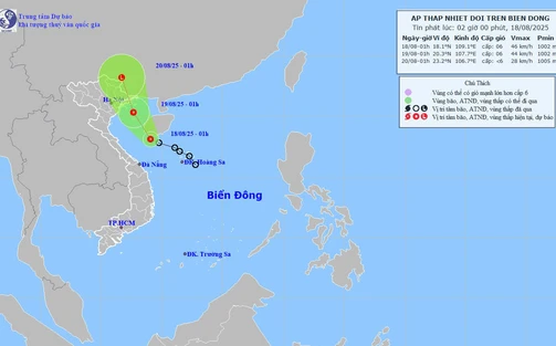 Dự báo thời tiết ngày 18/8: Áp thấp nhiệt đới di chuyển theo hướng Tây Bắc