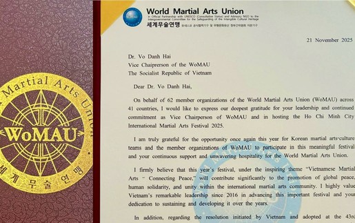 Chủ tịch Hiệp hội Võ thuật Thế giới gửi thư chúc mừng Liên hoan Võ thuật Quốc tế TP.HCM 2025