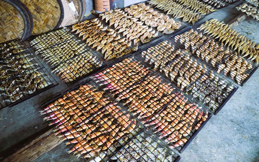 Làng nướng cá biển truyền thống ở Diễn Châu "đỏ lửa" dịp cận Tết