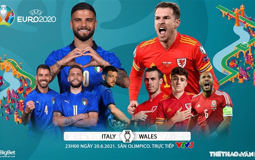 Kèo nhà cái Ý vs Xứ Wales. Soi kèo bóng đá EURO 2021. Trực tiếp VTV6, VTV3