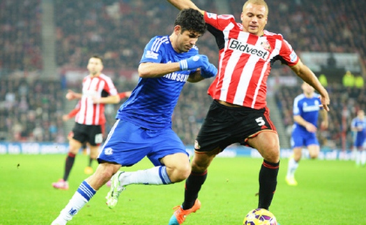 Costa may mắn không bị đuổi, Chelsea vẫn bị Sunderland cầm chân 0-0