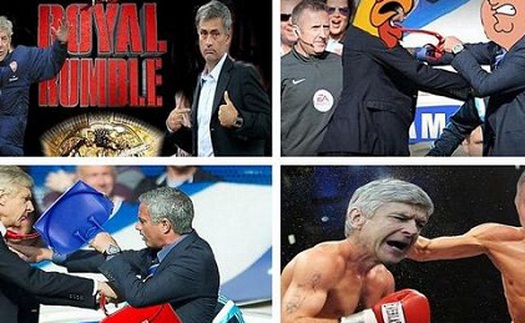 Chết cười với ảnh chế Mourinho đấm vỡ mặt Wenger