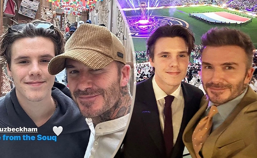 David Beckham lộ diện giữa tranh cãi đại sứ World Cup 2022, cùng quý tử điển trai gây bão ở khán đài Chung kết