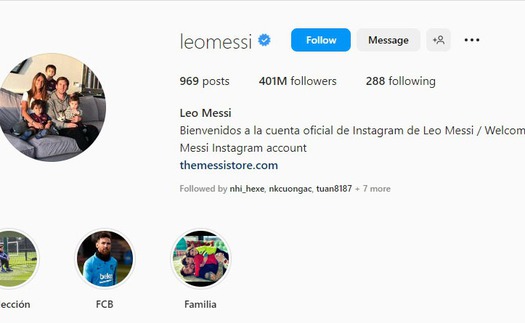 Messi vượt mặt Ronaldo trên Instagram