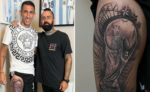 Di Maria lộ hình xăm 'khủng' sau chức vô địch World Cup