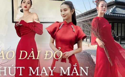 8 mẫu áo dài đỏ 'hút' may mắn đầu năm