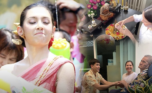 Dàn minh tinh Thái Lan ăn mừng ngày Tết Songkran cổ truyền: Người hóa nữ thần, người ở bên báo hiếu cha mẹ