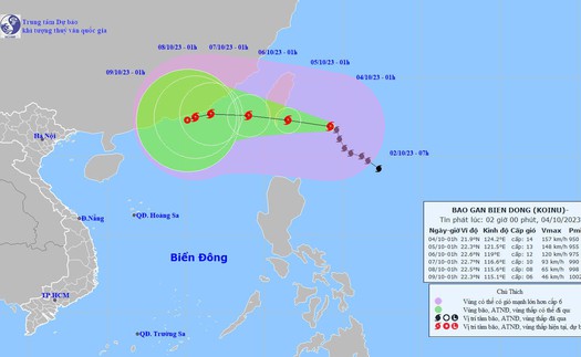 Bão KOINU có gió mạnh cấp 14, giật cấp 17