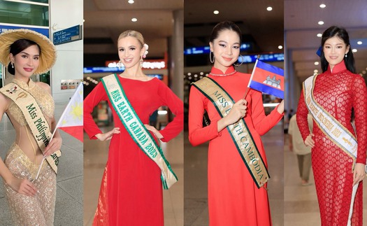 Dàn thí sinh Miss Earth 2023 rực rỡ với áo dài khi đến Việt Nam