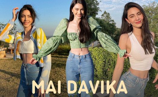 "Ma nữ Thái Lan" Mai Davika có chiêu diện quần jeans ống rộng đẹp mê người