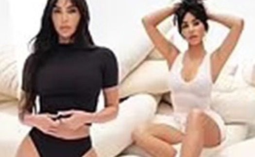 Kim Kardashian khoe vóc dáng điêu khắc trong bộ đồ đen trắng từ thương hiệu của chính mình