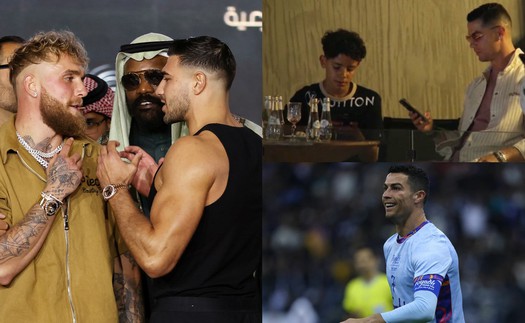 Sau khi lập hat-trick, Ronaldo tới xem trận boxing tỷ view ở Saudi Arabia