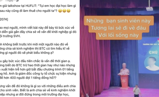 Diễn giả đi trễ 1 tiếng, có phát ngôn gây tranh cãi về ngoại hình và quan điểm "học đại học làm gì rồi cũng đi làm thuê" 