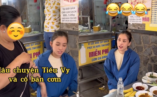 Bắt gặp Hoa hậu Tiểu Vy đi ăn cơm bình dân, cô chủ quán lập tức có 1 hành động khiến dân tình xem xong đều "nức nở"