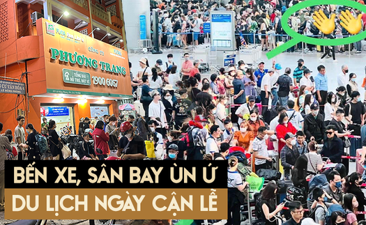 Ngày trước lễ 30/4 - 1/5: đông nghịt người kéo nhau ra bến xe, sân bay sớm tại TP.HCM, cảnh chờ đợi không kém gì Tết ta