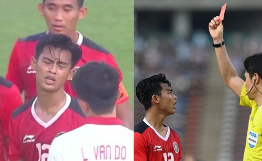 'Vũ khí ném biên' của U22 Indonesia nhận thẻ đỏ cay đắng sau pha chơi xấu với cầu thủ Việt Nam