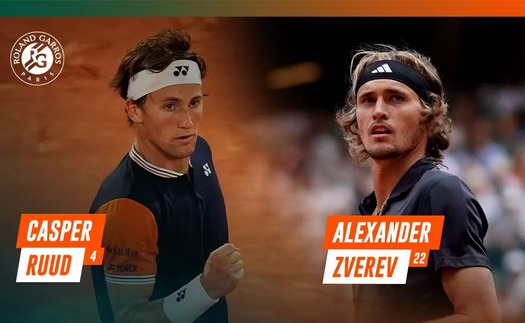 Link xem trực tiếp Casper Ruud vs Zverev, Roland Garros 2023 vòng bán kết