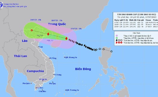 Tin bão mới nhất cơn bão số 1: Gió giật cấp 15, cách Móng Cái khoảng 480 km