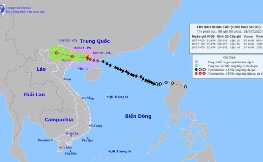 Bão số 1: Sức gió mạnh nhất vùng gần tâm bão mạnh cấp 10, giật cấp 12