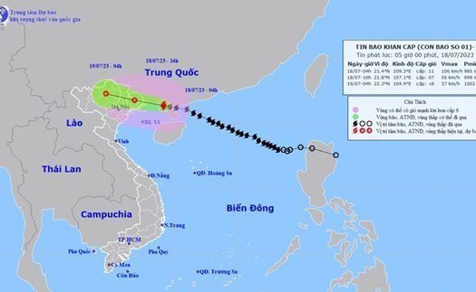 Bão số 1 cách Móng Cái khoảng 100 km