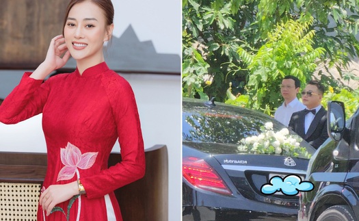 Đám hỏi Phương Oanh - Shark Bình: Vệ sĩ dùng ô che kín, chú rể bước xuống từ Maybach 