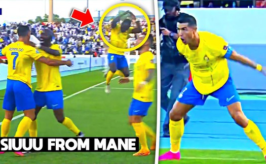 Chứng kiến Ronaldo không thể ngừng ghi bàn, Mane lập tức có hành động ăn mừng khiến CĐV phấn khích