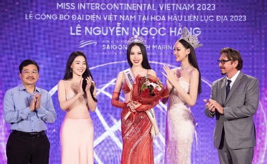 Á hậu Ngọc Hằng xúc động khi nhận sash Miss Intercontinental Vietnam 2023