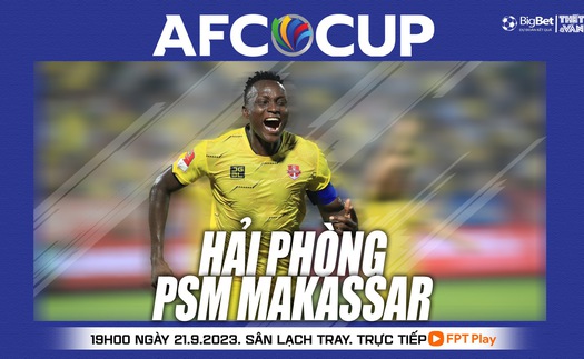 Nhận định bóng đá Hải Phòng vs PSM Makassar (19h00, 21/9), vòng bảng AFC Cup