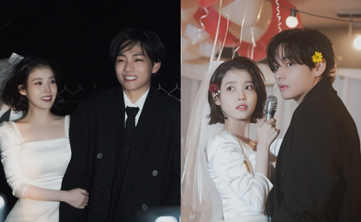 Ảnh hậu trường 'đốn tim' fan của V BTS và IU trong MV 'Love wins all'