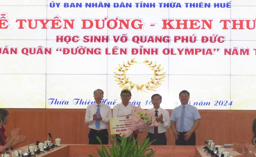 Khen thưởng Quán quân “Đường lên đỉnh Olympia” năm 2024