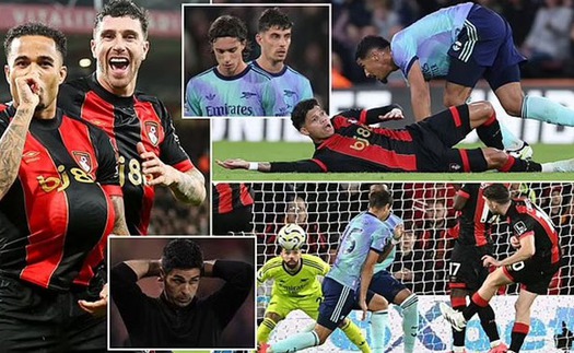 Hàng thủ như mơ ngủ, Arsenal thua sốc trên sân Bournemouth, lỡ cơ hội chiếm ngôi đầu