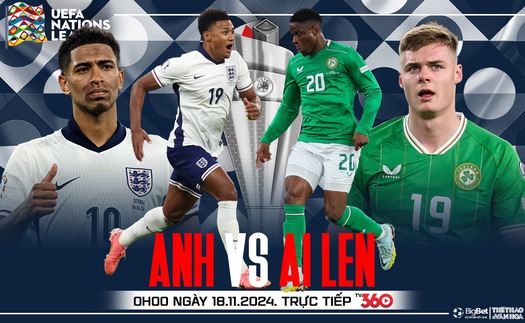 Nhận định, soi tỷ lệ Anh vs CH Ireland 0h00 ngày 18/11, vòng bảng Nations League