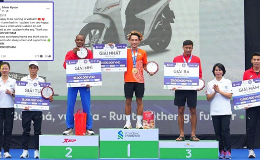 Chỉ về nhì ở Marathon Di sản Hà Nội 2024, Hoàng Nguyên Thanh lại được tính vô địch vì lý do bất ngờ